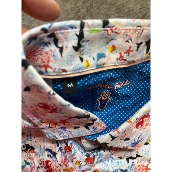 Visconti Black Shirt Mens M‎ Blue Button Up Causal Business - Picture 5 of 7